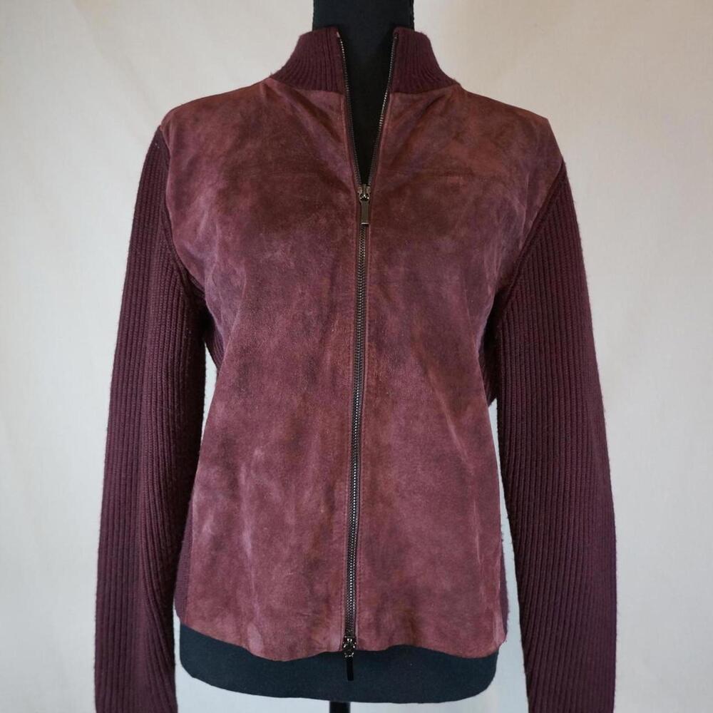 Valerie burgundy suede leather and merino wool jacket